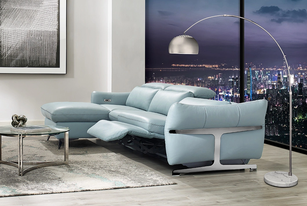 Luxury Home Furniture Living Room L Shape Chaise Electric Leather Sofa