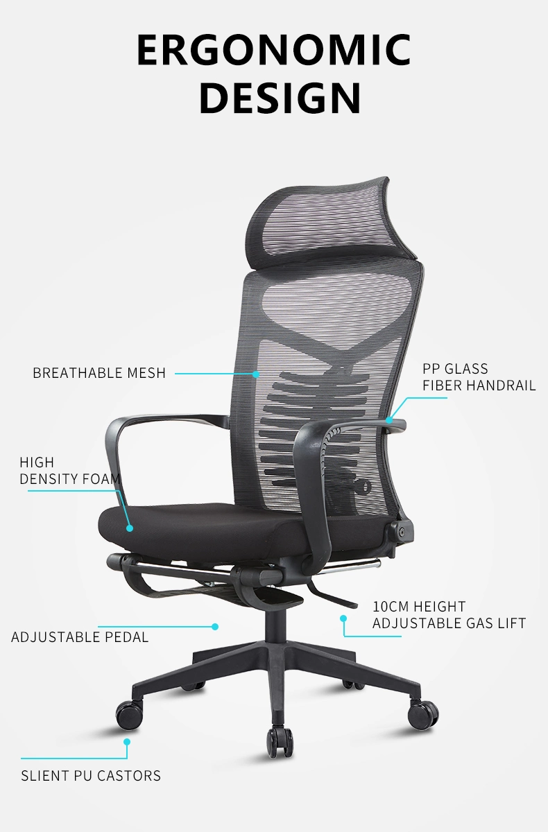 Sample Customization Home Reclining Lift Revolving Adjustable Height Comfortable Computer Desk Ergonomic Office Chairs with Footrest Mesh Backrest Office Chair