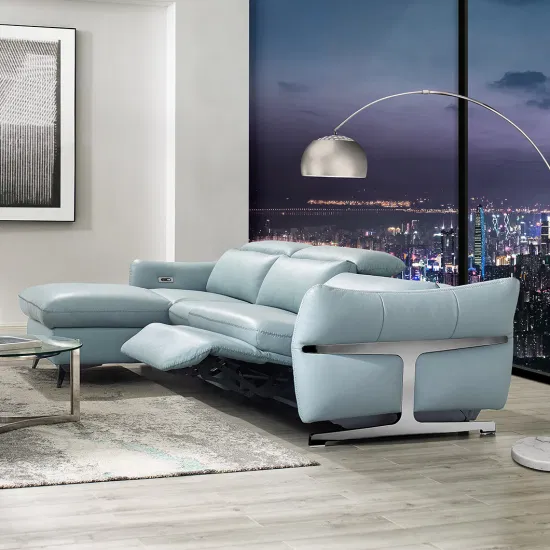 Divano in pelle elettrico con chaise a forma di L per mobili per la casa di lusso